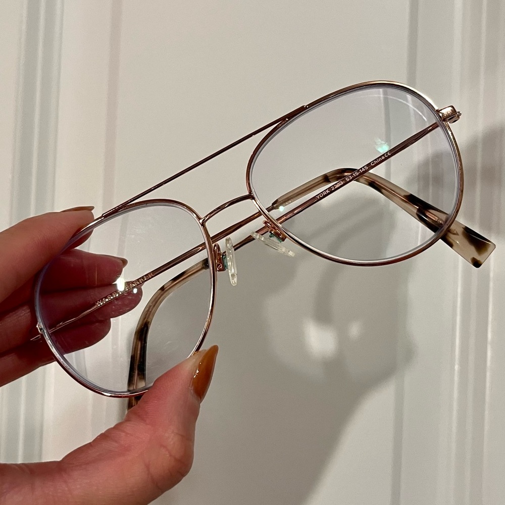 Warby Parker York Eyeglasses Rose Gold Aviator Metal Frame